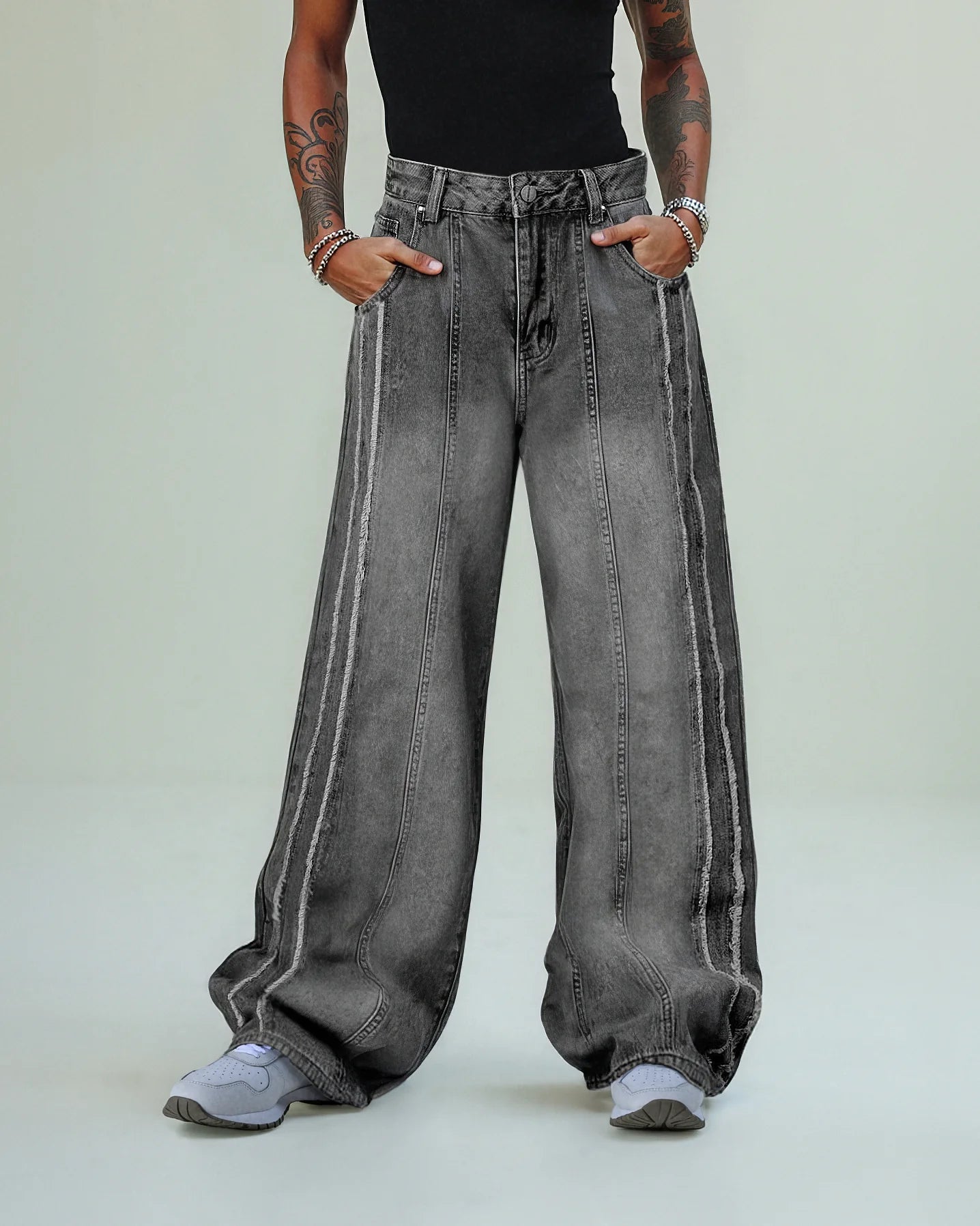 DAMNED CULT STRIPE PATCH JEANS - Damned Cult