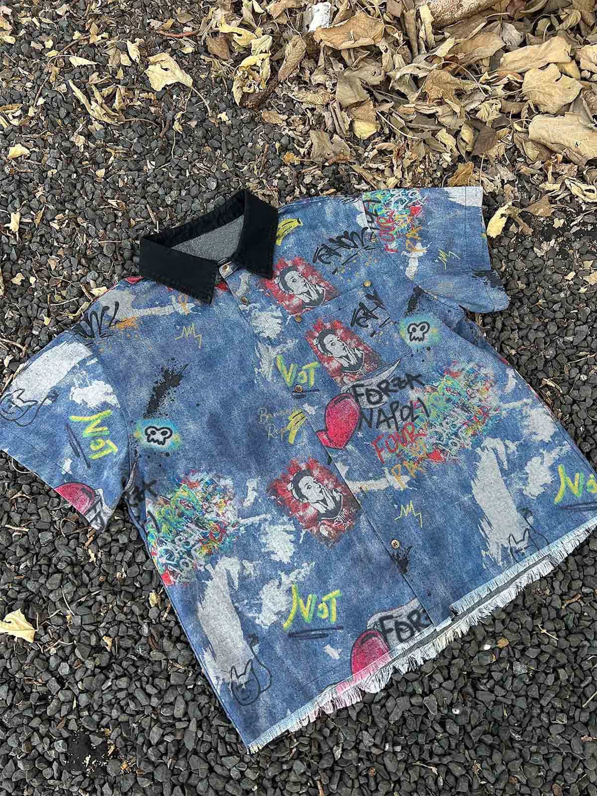 DAMNED CULT DENIM GRAFFITI SHIRT - Damned Cult