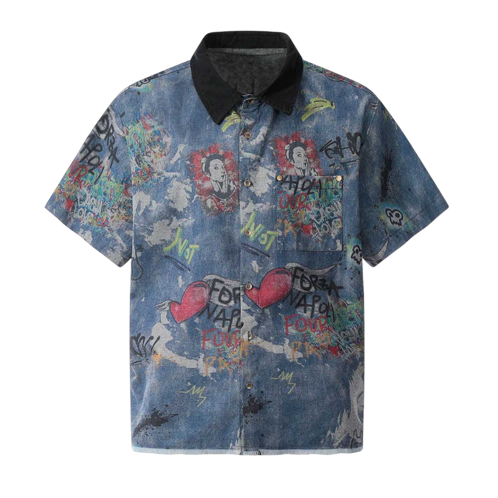 DAMNED CULT DENIM GRAFFITI SHIRT - Damned Cult