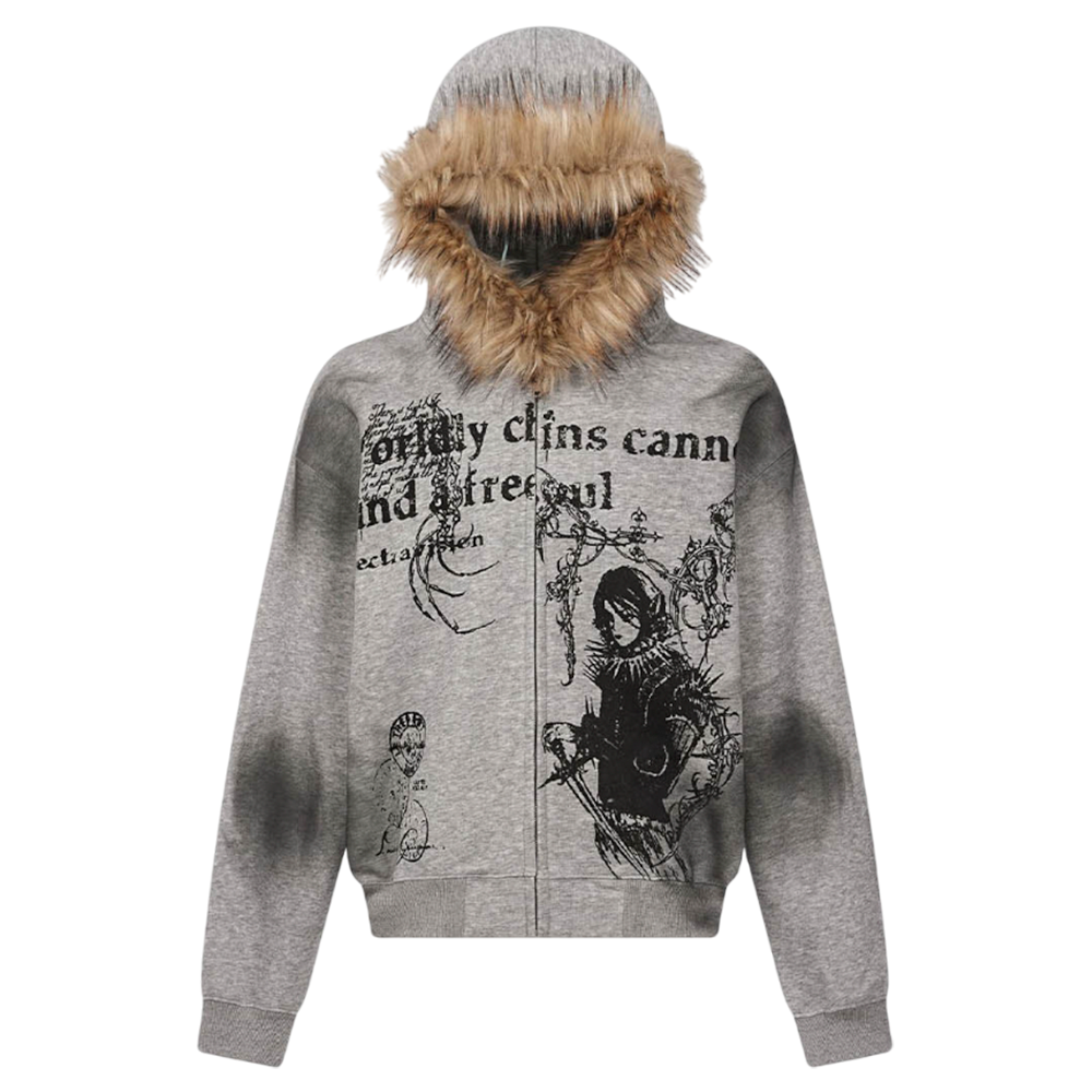 DAMNED CULT FUR HOODED CARDIGAN - Damned Cult