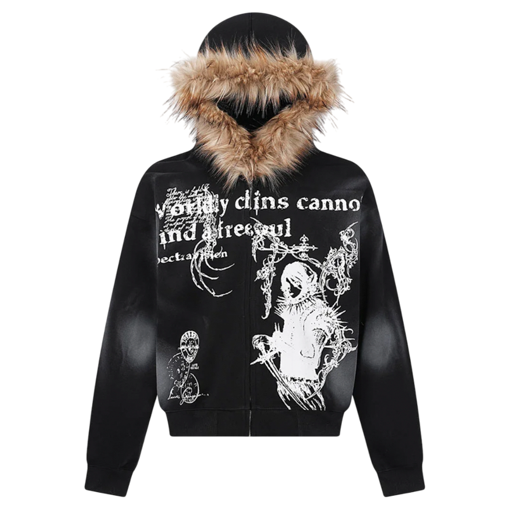 DAMNED CULT FUR HOODED CARDIGAN - Damned Cult