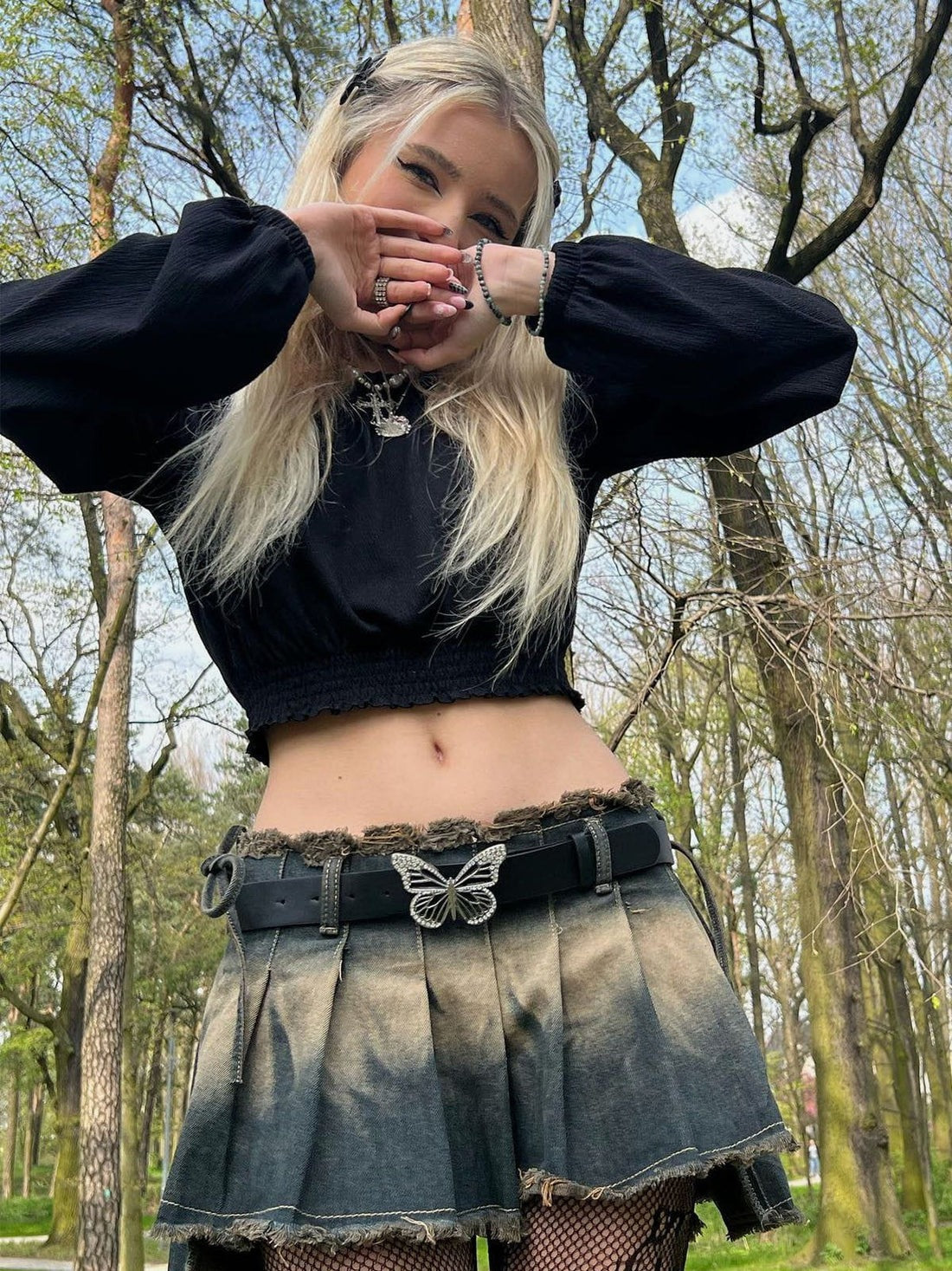 DAMNED CULT BUTTERFLY BELT SKIRT - Damned Cult