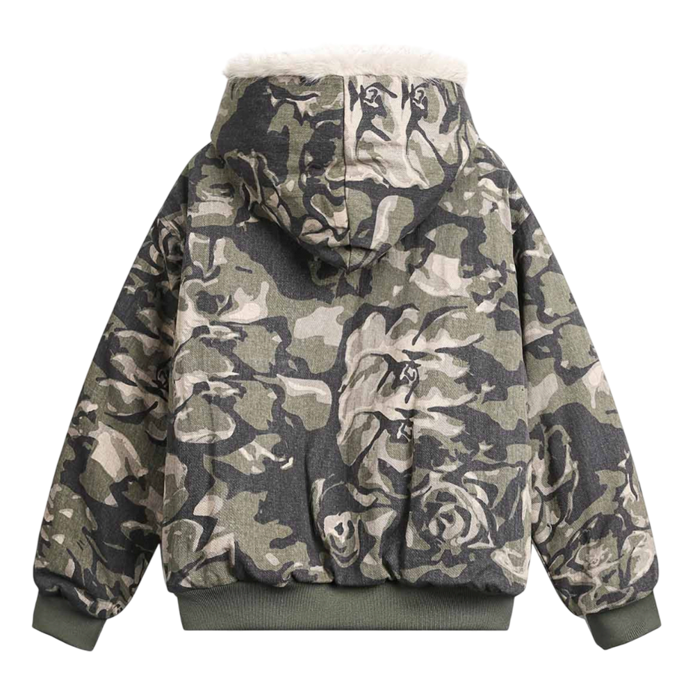 DAMNED CULT CAMOUFLAGE FUR HOODED JACKET - Damned Cult