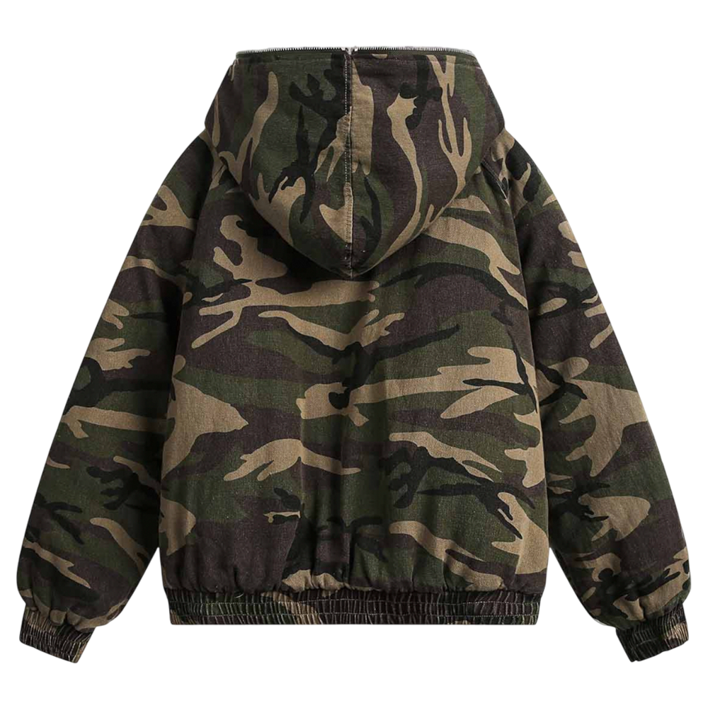 DAMNED CULT DARK CAMOUFLAGE FUR HOODED JACKET - Damned Cult