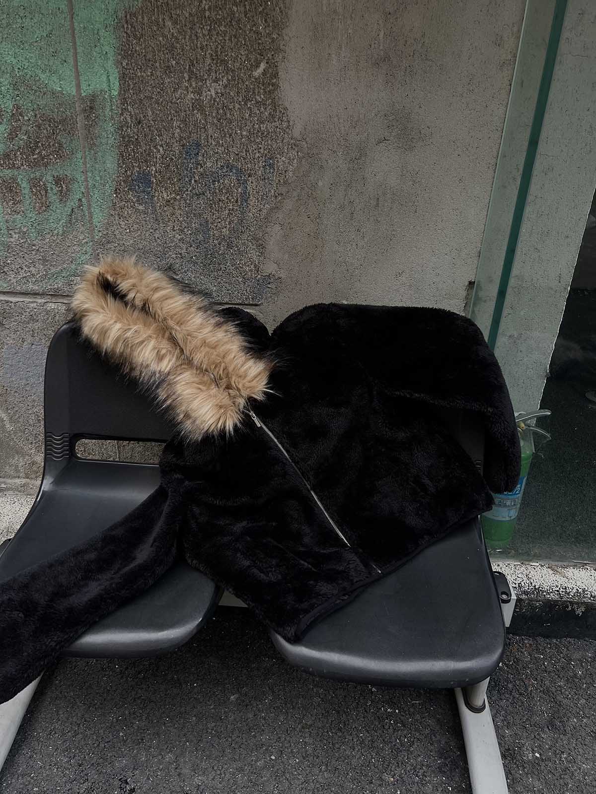 DAMNED CULT FUR HOODED SHERPA JACKET - Damned Cult