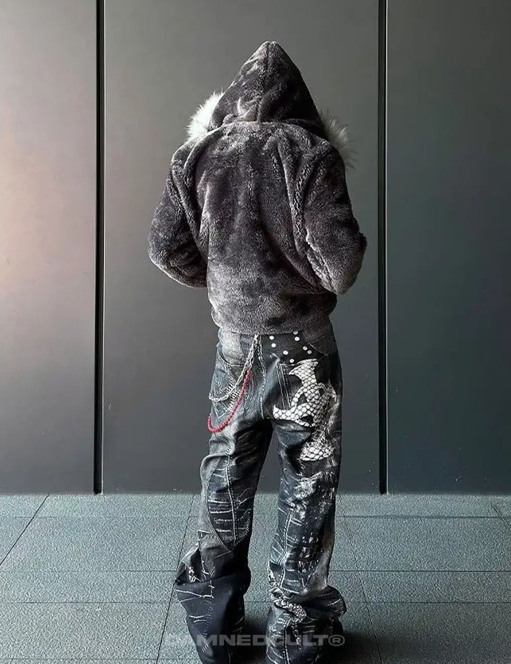 DAMNED CULT FUR HOODED SHERPA JACKET