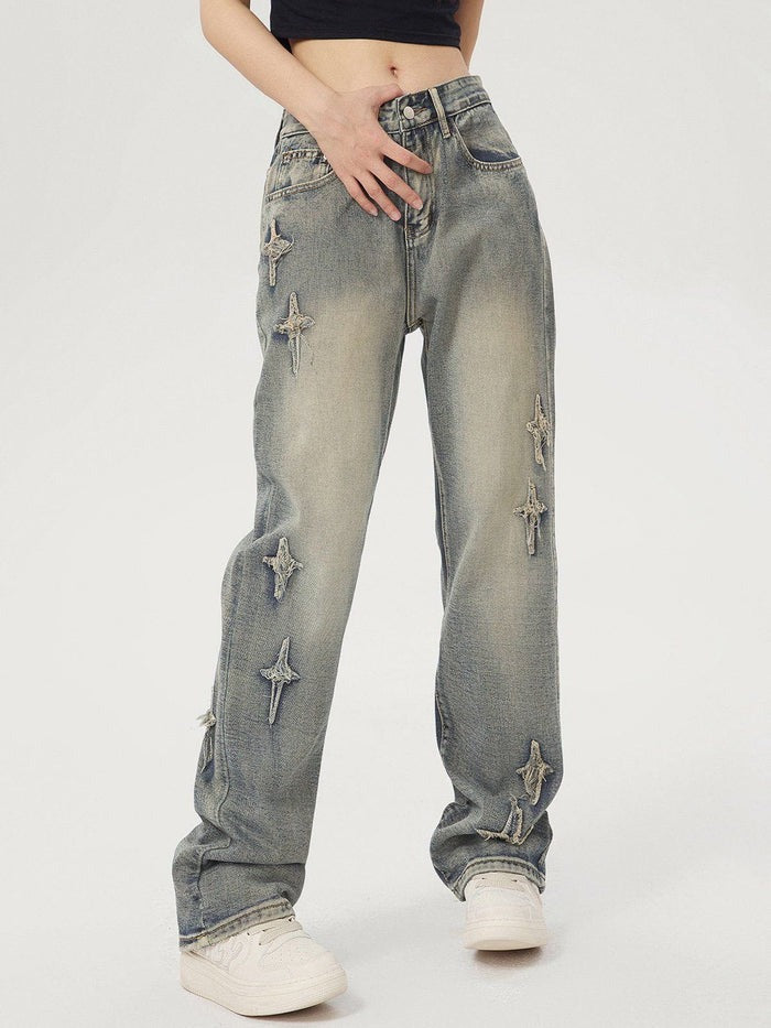 DAMNED CULT WASHED STAR JEANS - Damned Cult