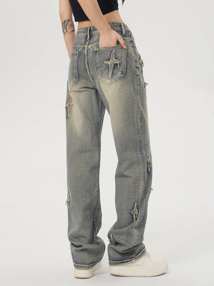 DAMNED CULT WASHED STAR JEANS - Damned Cult