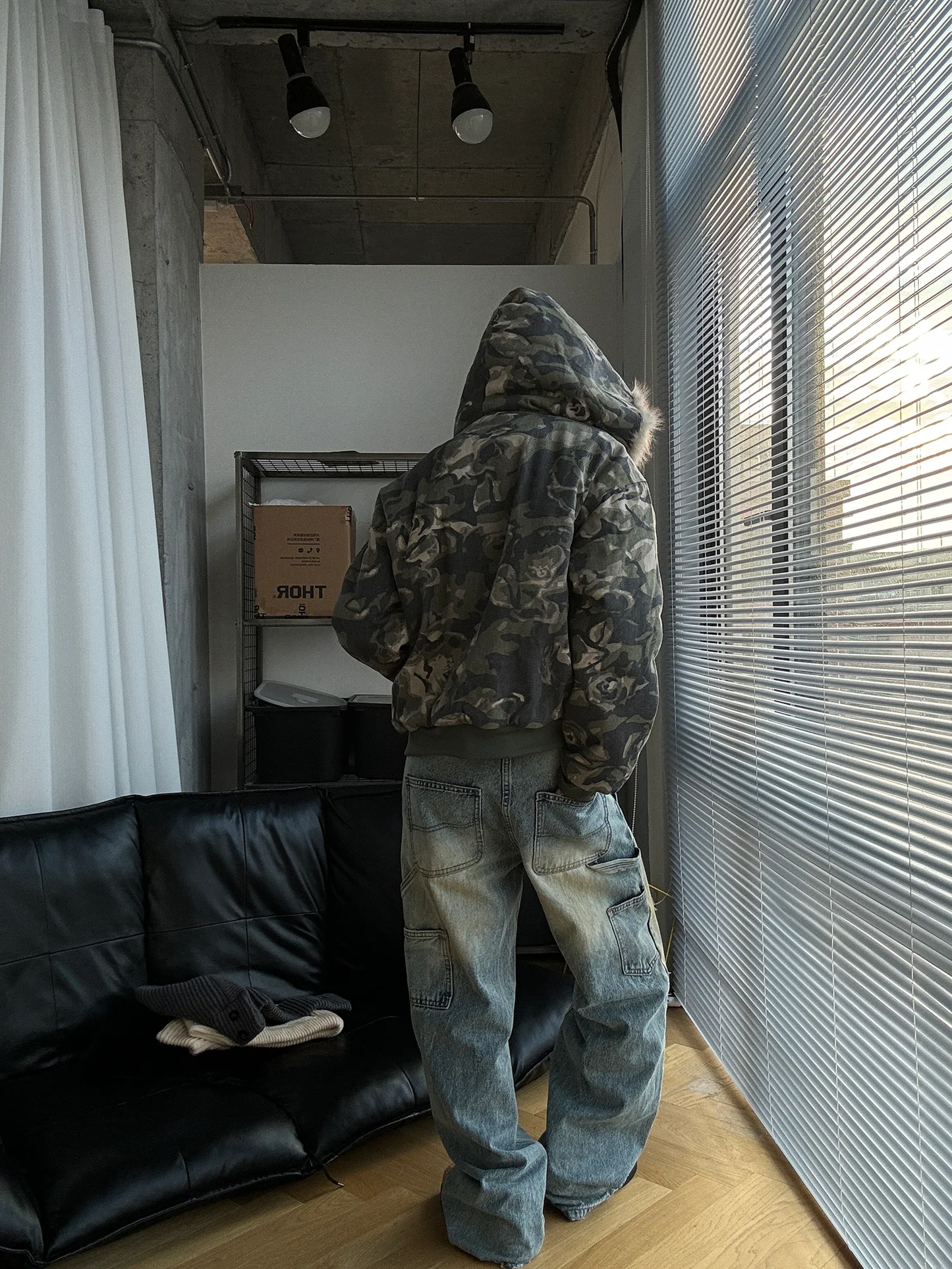 DAMNED CULT CAMOUFLAGE FUR HOODED JACKET - Damned Cult