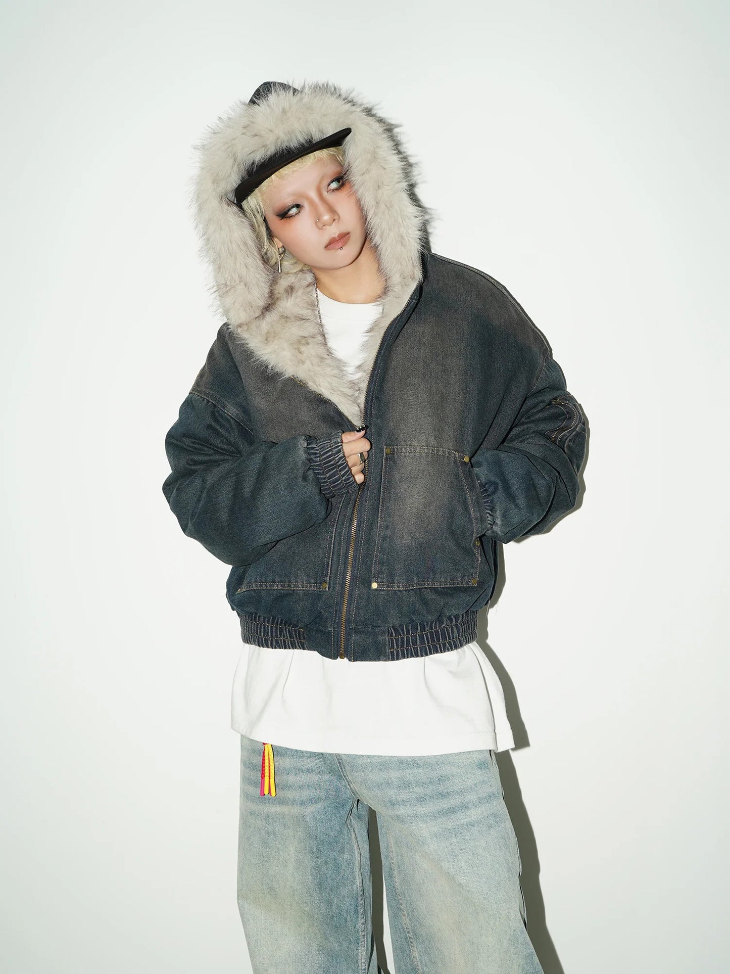 DAMNED CULT DENIM FUR JACKET - Damned Cult