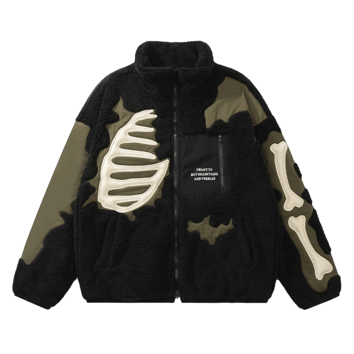 DAMNED CULT BONE SHERPA JACKET - Damned Cult