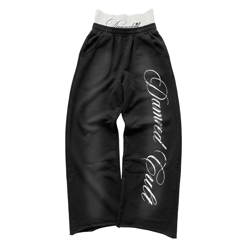BADCULT SUN FADED BLACK DOUBLE WAIST SWEATPANTS