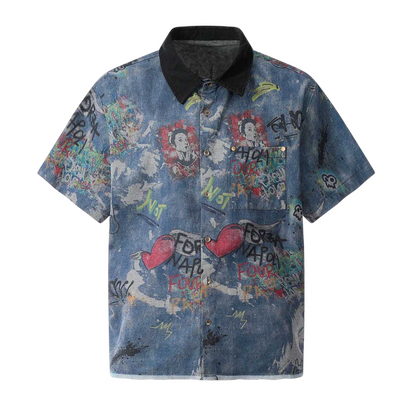 DAMNED CULT DENIM GRAFFITI SHIRT - Damned Cult