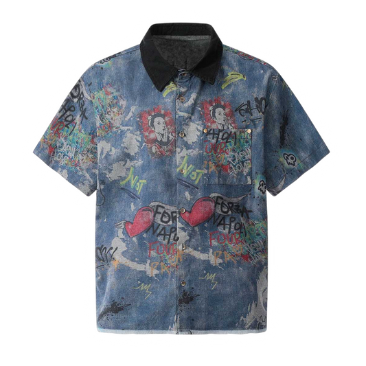 DAMNED CULT DENIM GRAFFITI SHIRT - Damned Cult