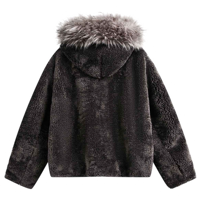 DAMNED CULT FUR HOODED SHERPA JACKET - Damned Cult