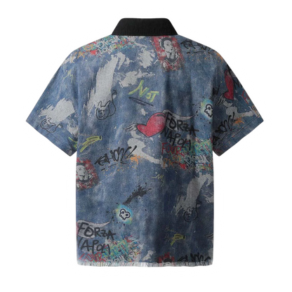 DAMNED CULT DENIM GRAFFITI SHIRT - Damned Cult