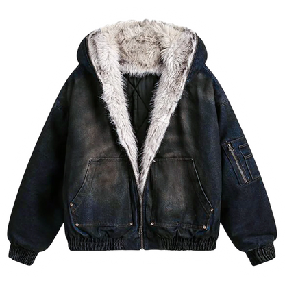 DAMNED CULT DENIM FUR JACKET - Damned Cult
