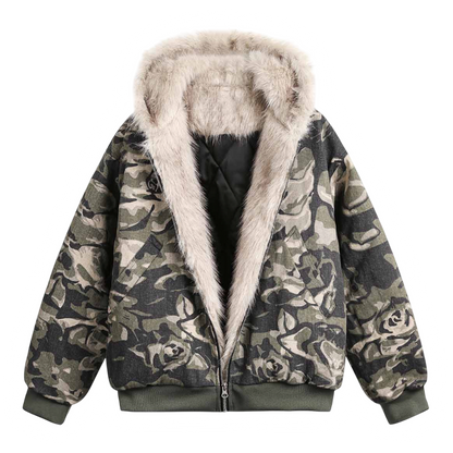 DAMNED CULT CAMOUFLAGE FUR HOODED JACKET - Damned Cult