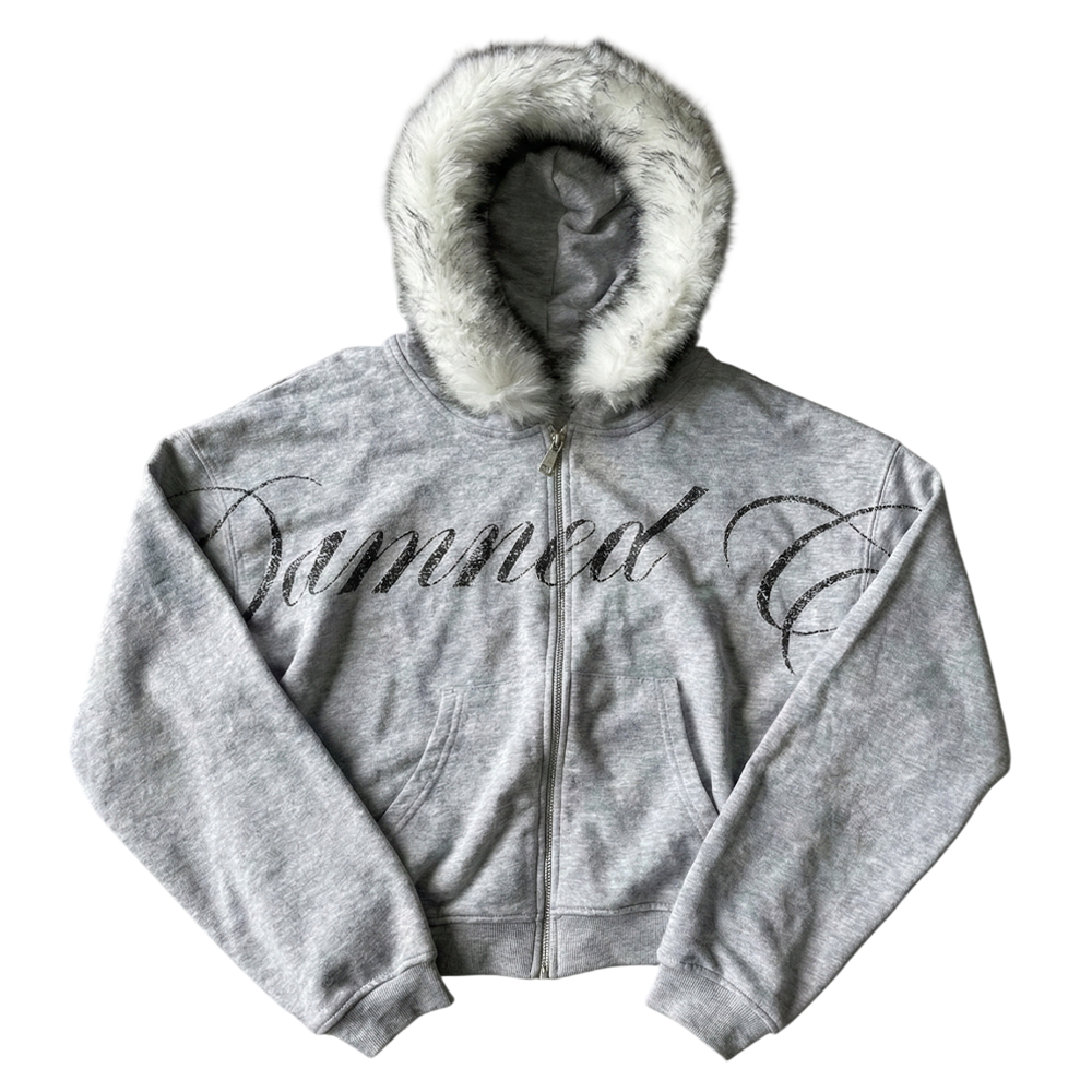 DAMNED CULT BADCULT GRAY FUR ZIP UP