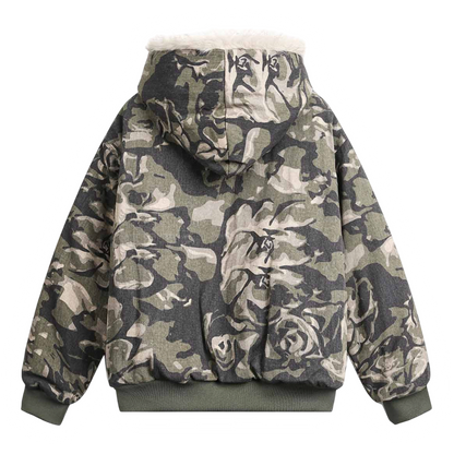DAMNED CULT CAMOUFLAGE FUR HOODED JACKET - Damned Cult