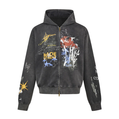 DAMNED CULT GRAFFITI CARDIGAN JACKET - Damned Cult