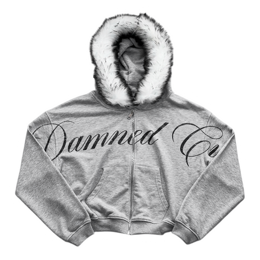 BADCULT GRAY FUR ZIP UP