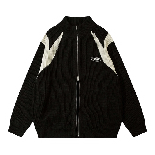 DAMNED CULT BLACK ZIPPER CARDIGAN - Damned Cult