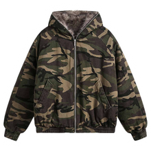 Görseli Galeri görüntüleyiciye yükleyin, DAMNED CULT DARK CAMOUFLAGE FUR HOODED JACKET
