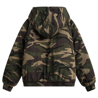 DAMNED CULT DARK CAMOUFLAGE FUR HOODED JACKET - Damned Cult