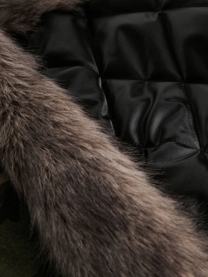 DAMNED CULT DARK CAMOUFLAGE FUR HOODED JACKET - Damned Cult