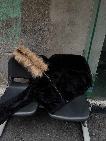 DAMNED CULT FUR HOODED SHERPA JACKET - Damned Cult