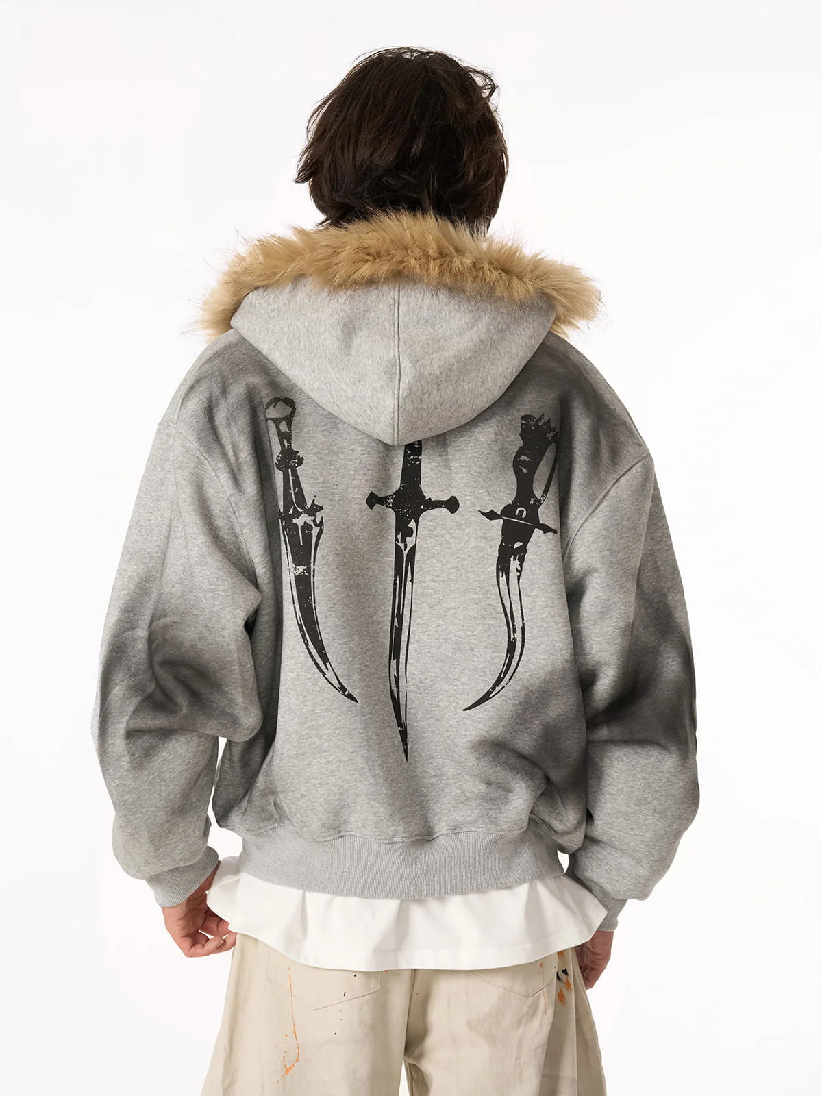 DAMNED CULT FUR HOODED CARDIGAN