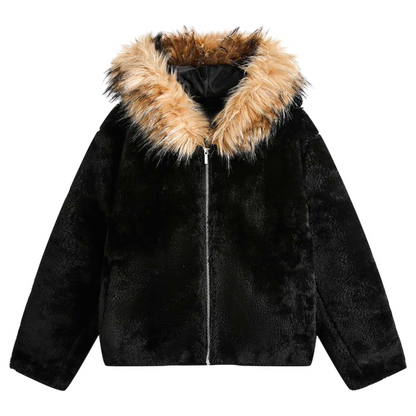 DAMNED CULT FUR HOODED SHERPA JACKET - Damned Cult