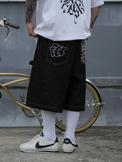 DAMNED CULT LETTER PATTERN JORT - Damned Cult