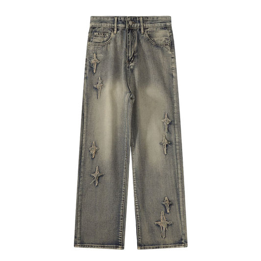 DAMNED CULT WASHED STAR JEANS - Damned Cult