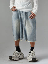 Görseli Galeri görüntüleyiciye yükleyin, DAMNED CULT RHONESTONE DENIM JORTS
