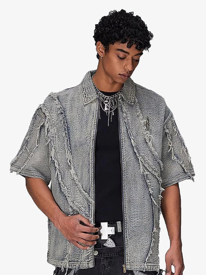 DAMNED CULT DENIM PATCH SHIRT - Damned Cult